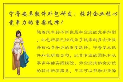 宁晋安卓软件外包研发:提升企业核心竞争力的重要选择!